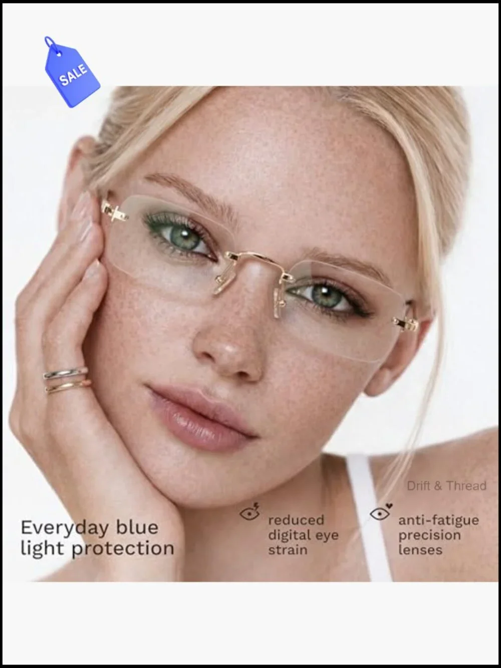 Lightweight Metal Frame Blue Light Blocking Glasses Rectangular